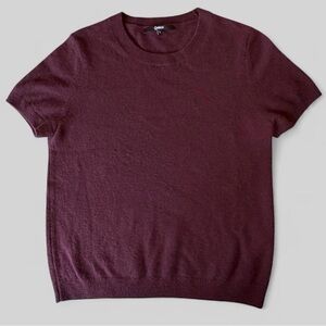Quince Mongolian Cashmere Short Sleeve Sweater – Size L (Burgundy/Wine)